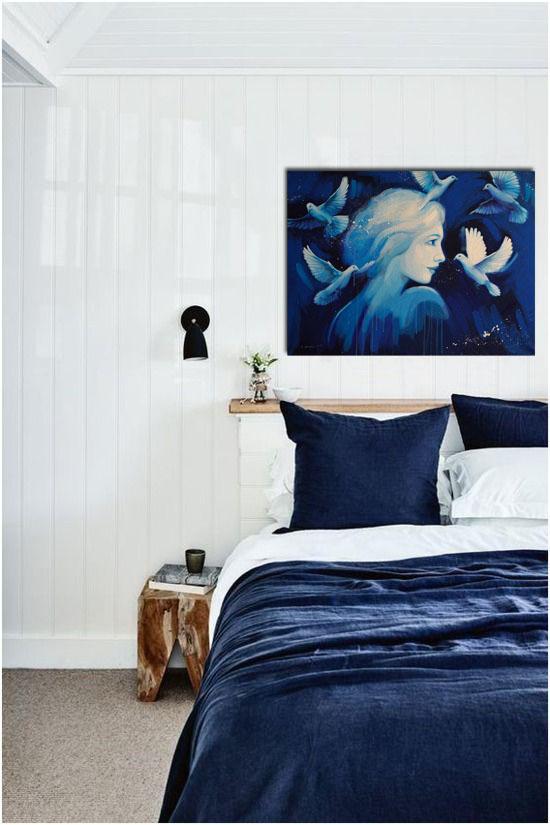 pomysł na niebieski nietypowy nowoczesny oryginalny akrylowy obraz Trzepot myśli 3 ręcznie malowany na płótnie do salonu we wnętrzu
